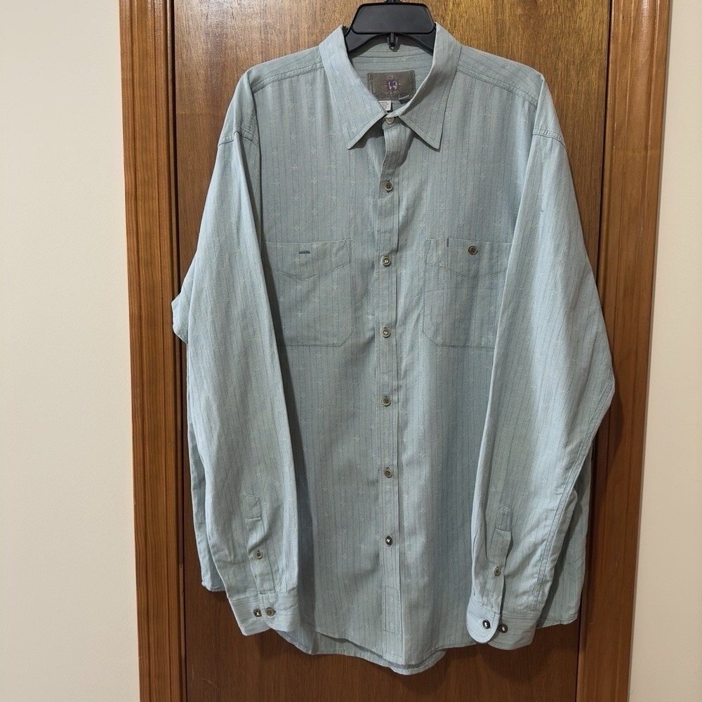 The Territory Ahead Shirt Mens XL Light Blue Geometric Striped Button‎ Up